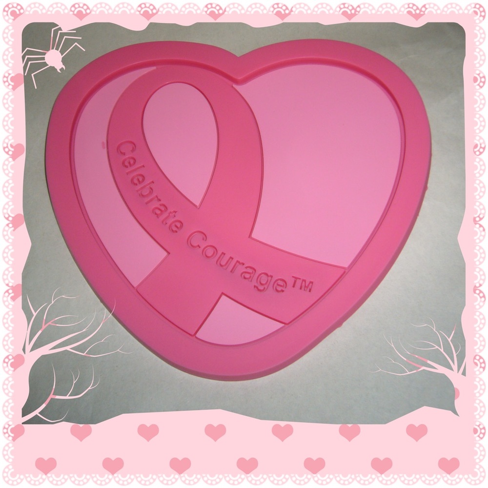 Heart Shaped Pink Ribbon Motif Hot Pad